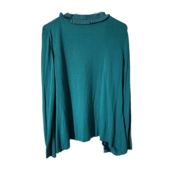 Talbots Ruffle Cardigan Blue Green, Size XL - Picture 4 of 5